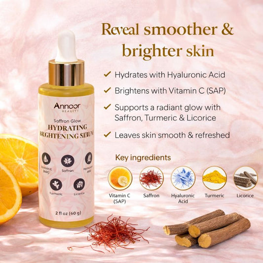 Annoor Saffron Glow Hyaluronic Serum – Brightening, Hydrating, Anti-Dullness, Even-Tone Radiance Booster