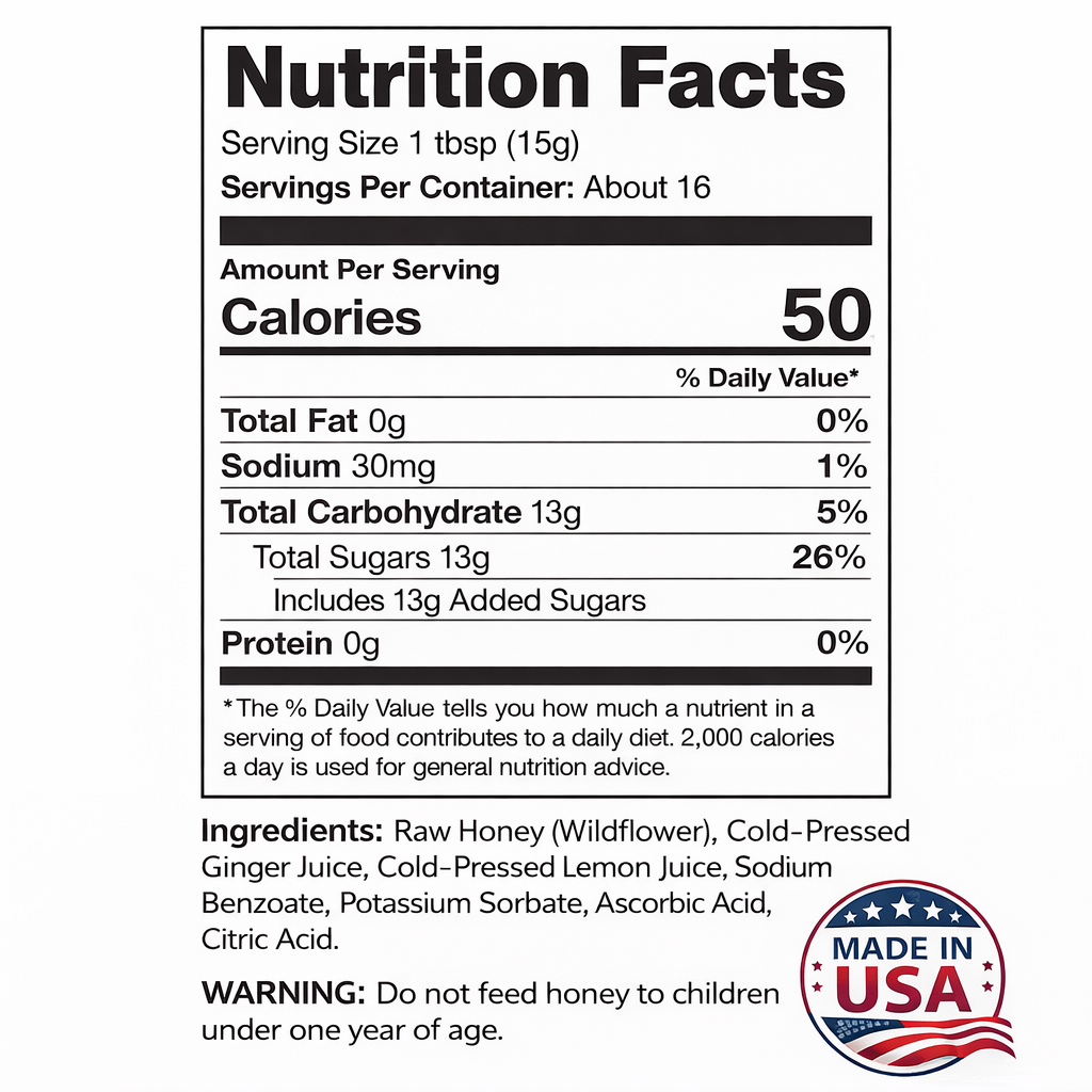 Ginger Lemon & Honey Concentrate Juice by Annoor | 8.5 Fl Oz | NFC | No pulp. Easy to mix | Use in Detox Water, Refreshers, Ginger Lemon Tea