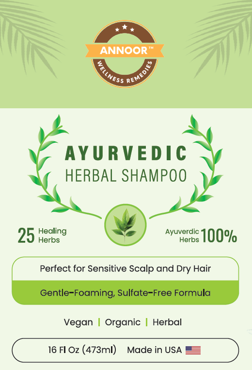 Annoor Ayurvedic Herbal Shampoo – Sulfate-Free, Plant-Based, Gentle & Nourishing for All Hair Types (16.9 fl oz / 500 mL)