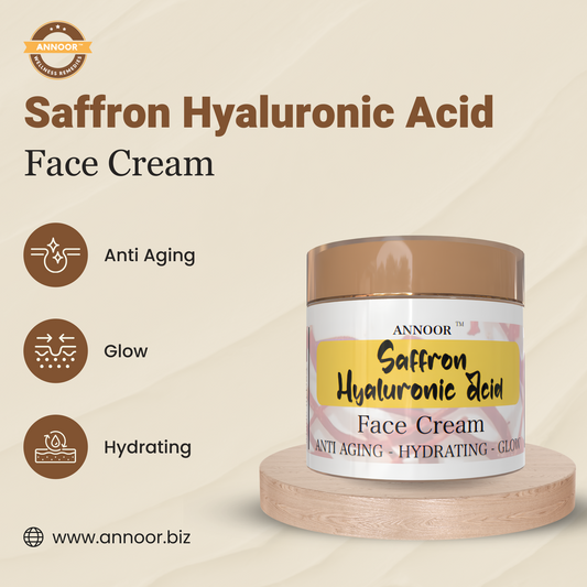 Annoor® Saffron Hyaluronic Acid Cream – Hydrating, Brightening & Glow-Enhancing Moisturizer