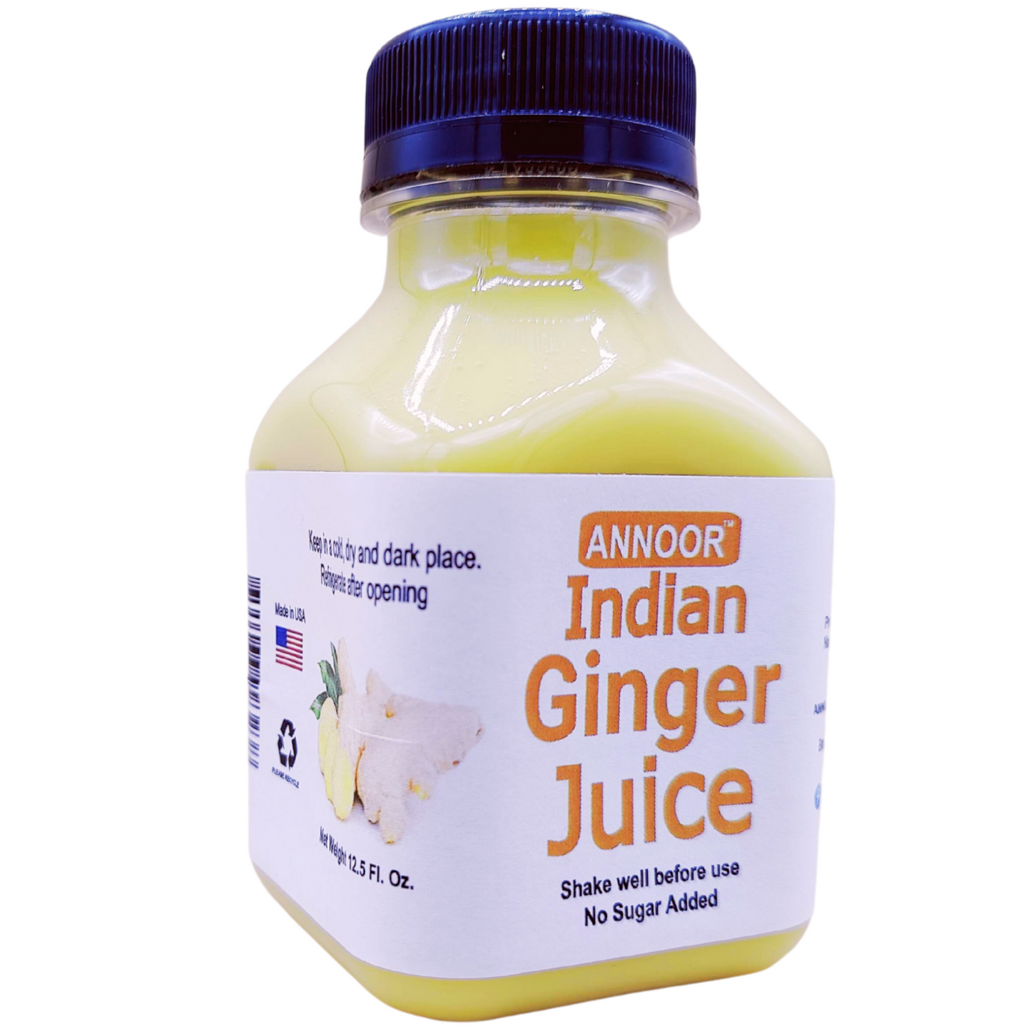Organic Ginger Juice by Annoor | 32/8.5 Fl Oz | NFC | Raw, Strong, Concentrate and No pulp. Use for Spicy, Zesty & warming kick, Soothing & refreshing ginger tea, marinade, sauces, refreshing lemonade