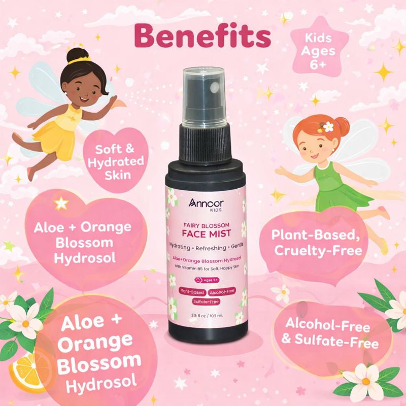 Annoor Kids Fairy Blossom Face Mist (Aloe + Orange Blossom Hydrosol) – Ages 6+