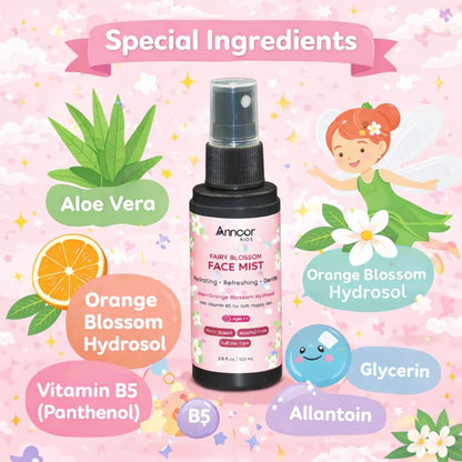 Annoor Kids Fairy Blossom Face Mist (Aloe + Orange Blossom Hydrosol) – Ages 6+