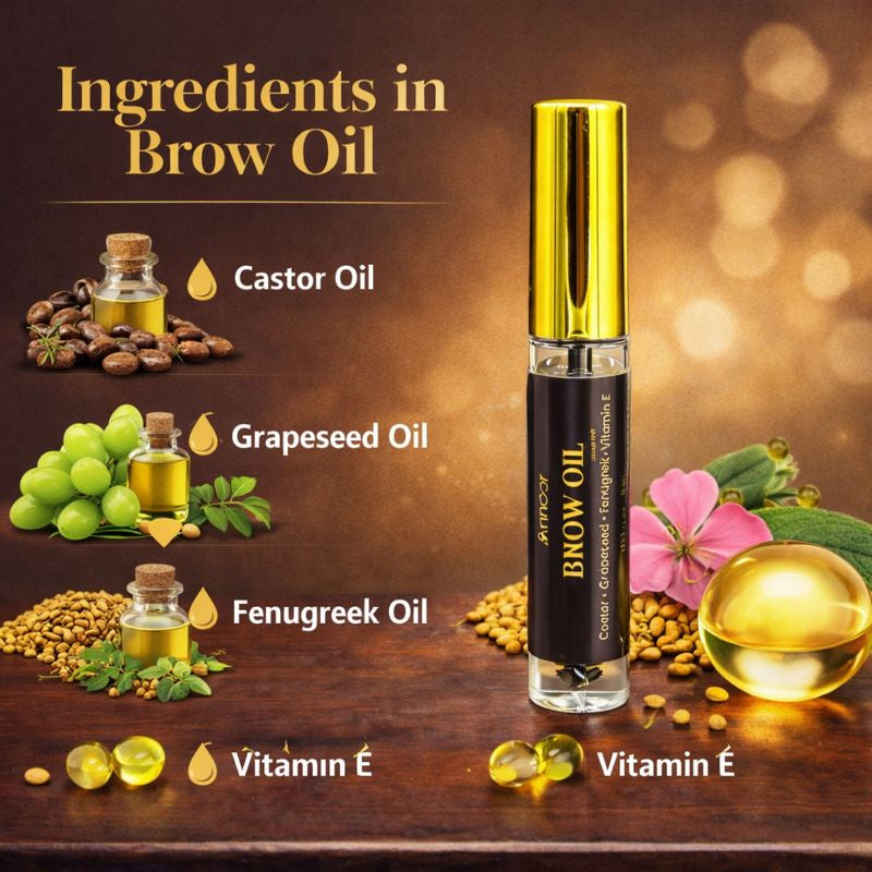 Annoor Beauty Brow Oil (Castor • Grapeseed • Fenugreek • Vitamin E) – 5 mL