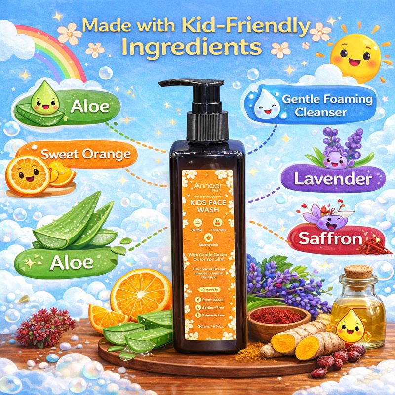Annoor Beauty Golden Blossom Kids Face Wash (Gentle Foaming Cleanser) – 250 mL / 8 fl oz