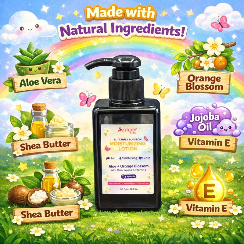 Annoor Kids Butterfly Blossom Moisturizing Lotion — Aloe + Orange Blossom (3.5 fl oz / 103 mL)