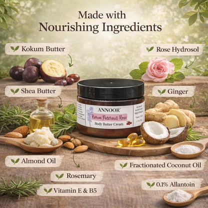 Annoor Kokum Patchouli Rose Body Butter Cream (6.5 oz / 185 g)
