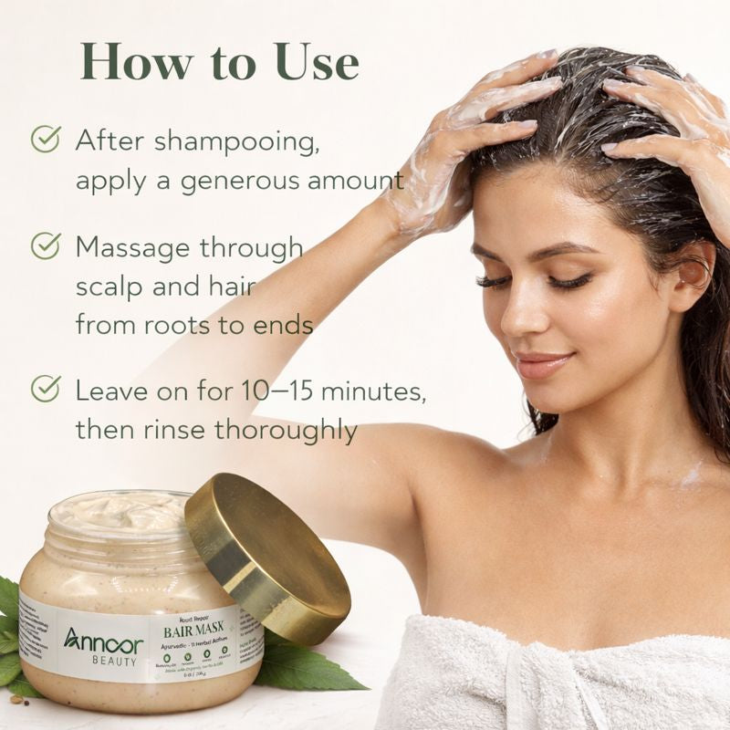 Annoor Beauty Root Repair Hair Mask – Ayurvedic Hair Mask with 11 Herbal Actives | Deep Conditioning & Scalp Nourishment | Sulfate-Free, Plant-Based | 8 oz (226 g)