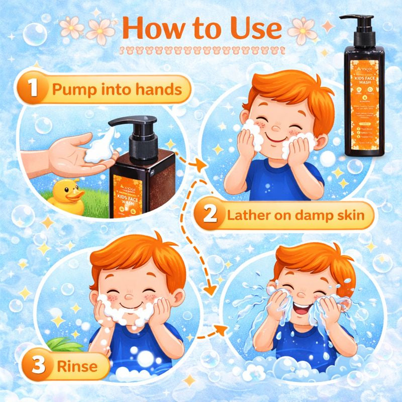 Annoor Beauty Golden Blossom Kids Face Wash (Gentle Foaming Cleanser) – 250 mL / 8 fl oz