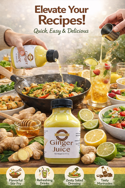 Ginger Juice Organic by Annoor | 8.5 Fl Oz Each | NFC | Raw, Strong, Concentrate and No pulp.