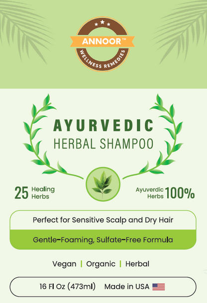 Annoor Ayurvedic Herbal Shampoo – Sulfate-Free, Plant-Based, Gentle & Nourishing for All Hair Types (16.9 fl oz / 500 mL)