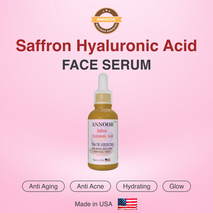 ANNOOR Saffron Hyaluronic Acid Face Serum – Anti-Aging | Anti-Acne | Hydrating Glow