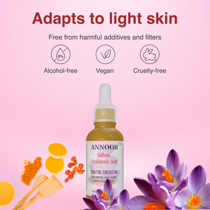 ANNOOR Saffron Hyaluronic Acid Face Serum – Anti-Aging | Anti-Acne | Hydrating Glow