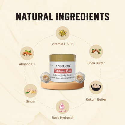 Kokum Patchouli Rose - Body Butter Cream By Annoor - 3Oz