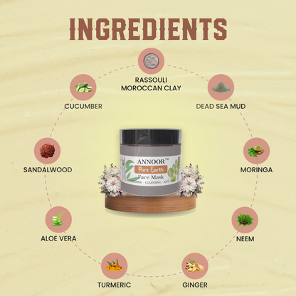 ANNOOR Pure Earth Face Mask Powder – Brightening, Deep Cleansing, & Anti-Acne Treatment
