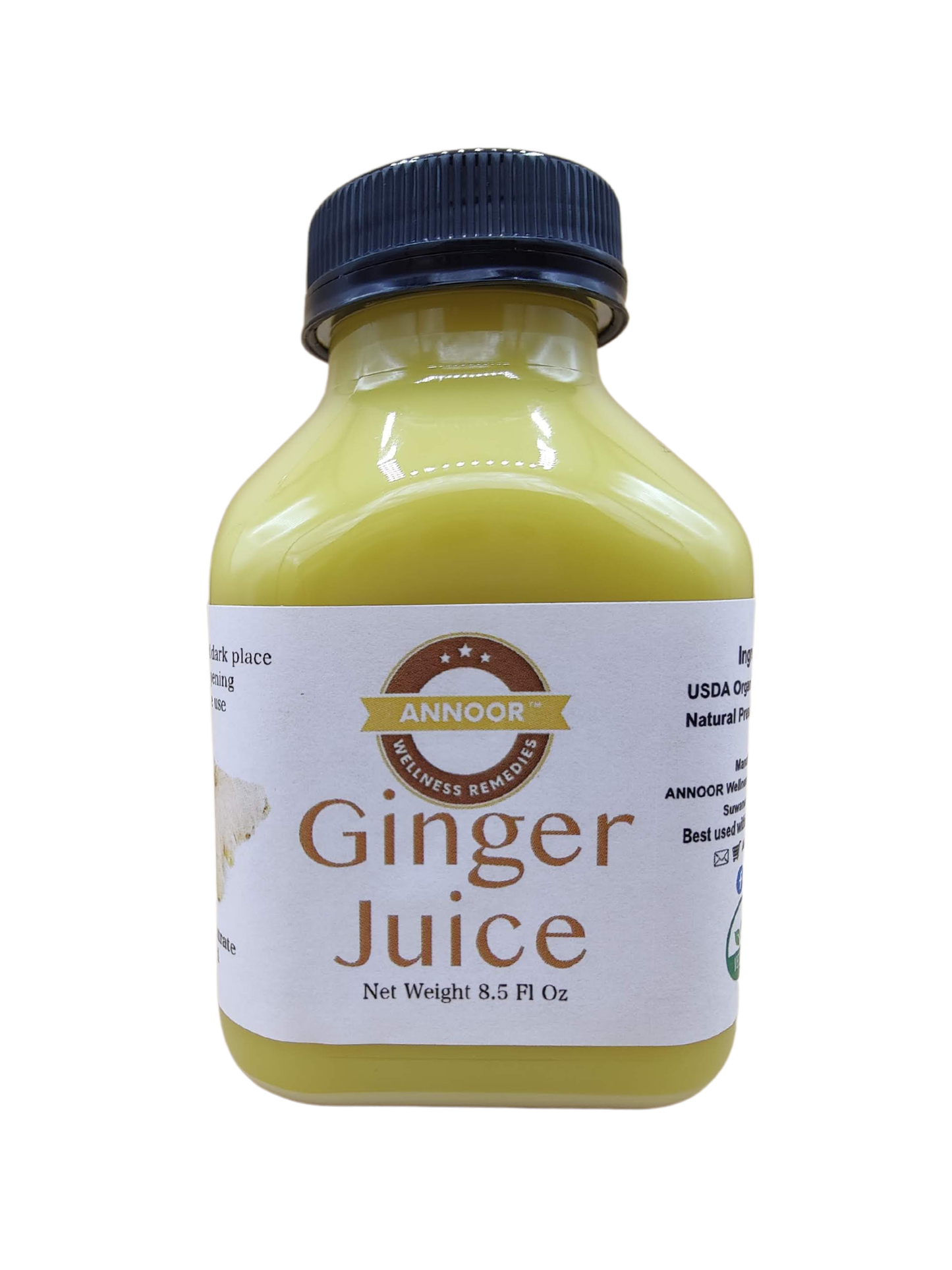 Ginger Juice Organic by Annoor | 8.5 Fl Oz Each | NFC | Raw, Strong, Concentrate and No pulp.