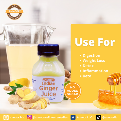 Ginger Juice Organic by Annoor | 8.5 Fl Oz Each | NFC | Raw, Strong, Concentrate and No pulp.