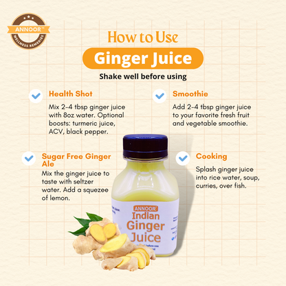Ginger Juice Organic by Annoor | 8.5 Fl Oz Each | NFC | Raw, Strong, Concentrate and No pulp.
